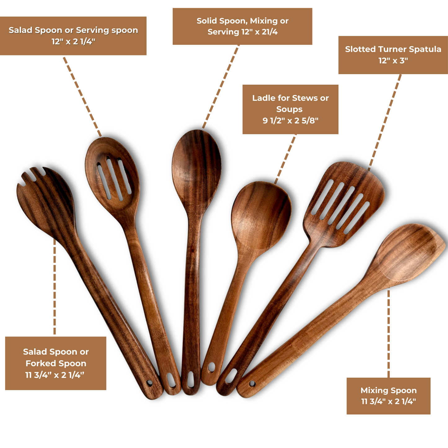 6-Piece Acacia Wood Kitchen Utensil Set - Mofongo Moderno