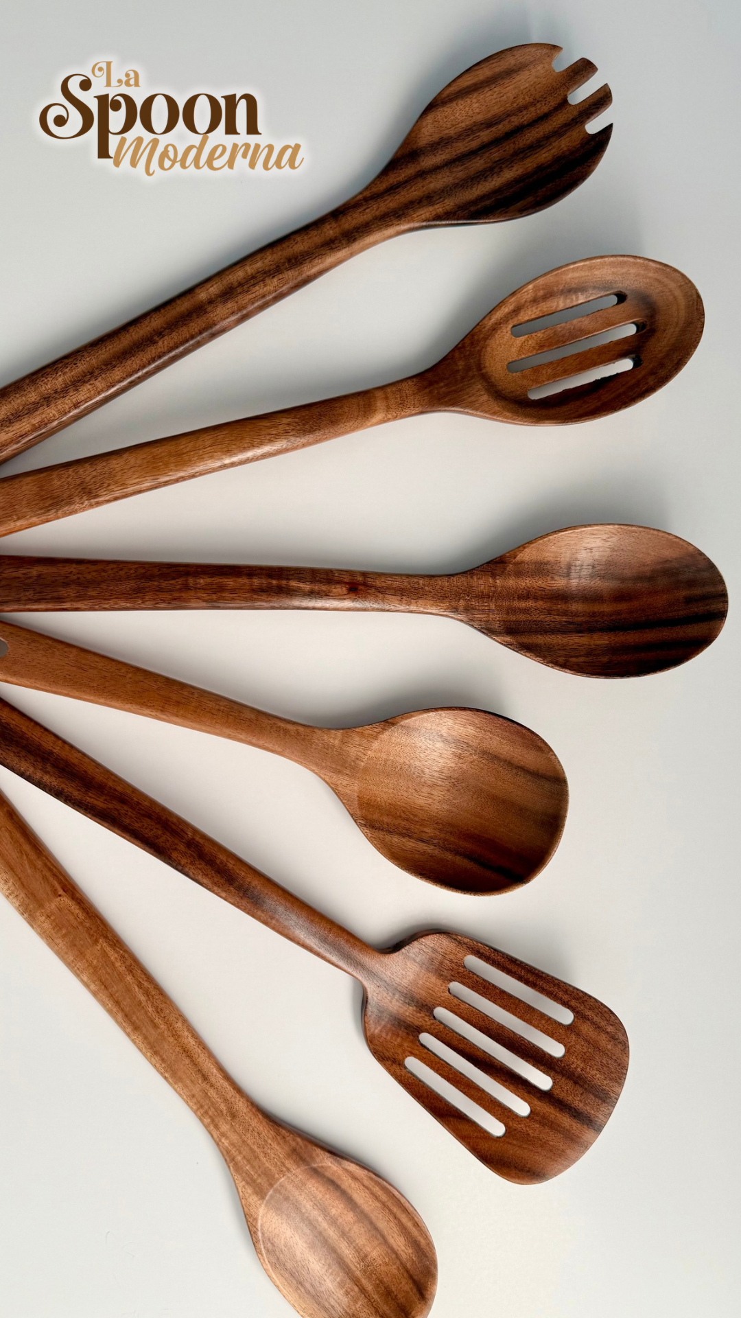 COMBO COMPLETO MOFONGO MODERNO – PILÓN CIRCULAR Y CUADRADO DE BAMBÚ + 6 UTENSILIOS DE MADERA DE ACACIA